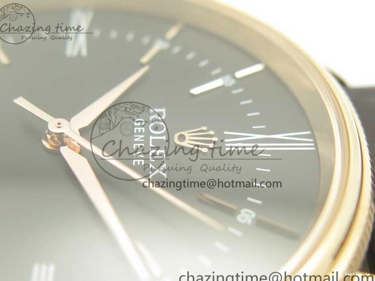 1222 Tailored Cellini Time 50509 RG MKF Best Edition Black Dial Roman Marker on Brown Leather Strap A3132 V 3406